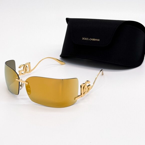 NEW DG2319 02/5A DOLCE&GABBANA GOLD SHIELD SUNGLASSES DG2319 - Picture 1 of 9